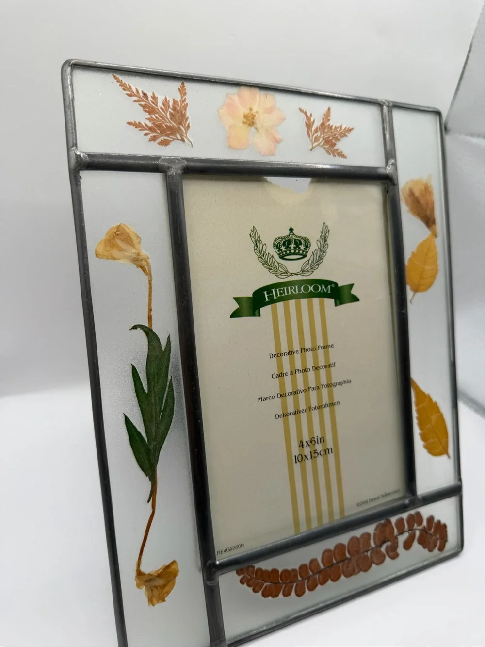 Heirloom Pressed Flower Glass Photo Frame 4x6 Botanical Cottage Decor